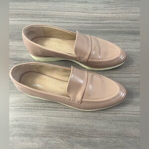 Kelly & Katie Emmah Loafers in a blush/nude faux patent leather.